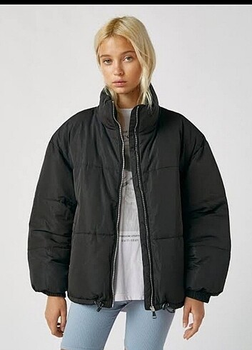 Pull & Bear Basic Dik Yaka Şişme Mont 