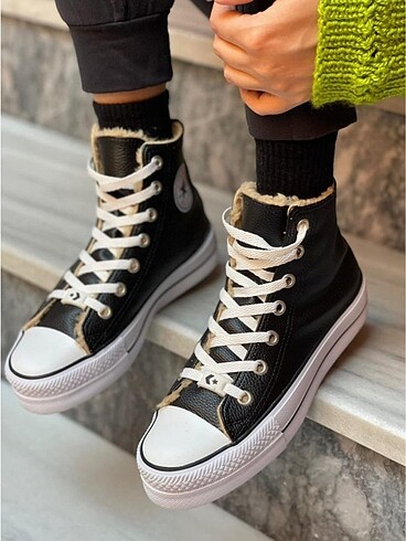 All Star Kürklü Siyah