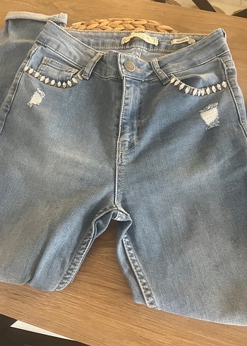 Batik Zincir Detaylı Bohem Salaş Kadın Kot Pantolon