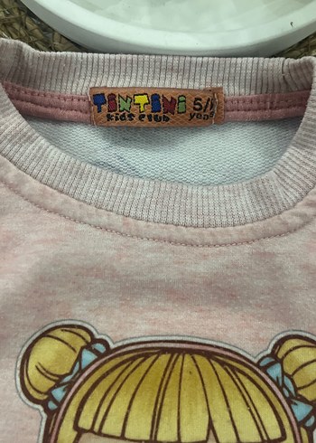 5 Yaş Beden Kız Çocuk Pembe Baskılı Sweatshirt