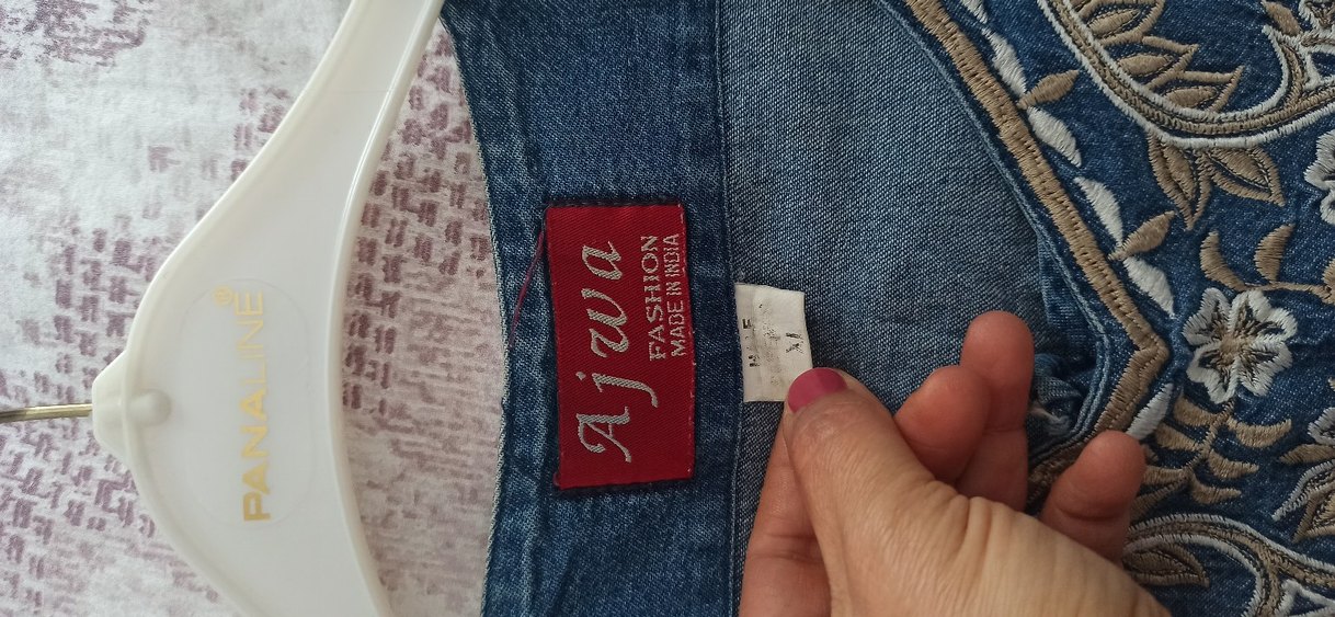 Nakışlı kot Elbise - Görsel 3