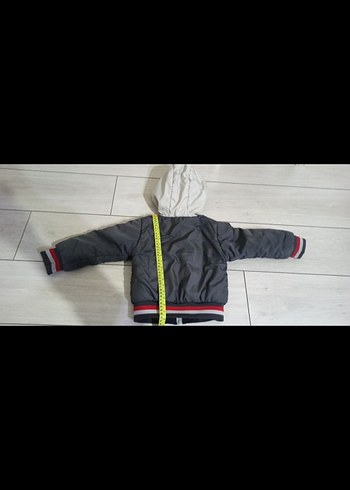 Kapüşonlu, Fermuarlı Gri Erkek bebek mont - Görsel 3