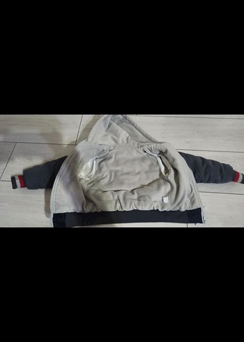 Kapüşonlu, Fermuarlı Gri Erkek bebek mont - Görsel 2