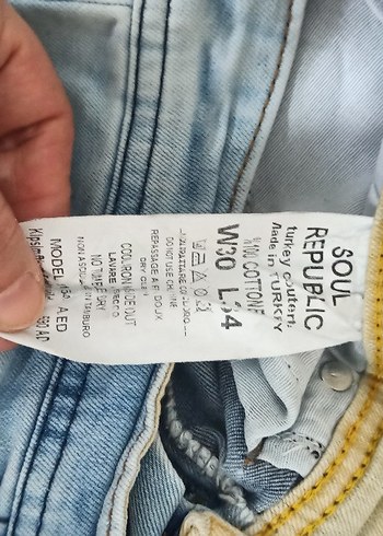 erkek Mavi Batik Desenli Kot Pantolon jeans - Görsel 3