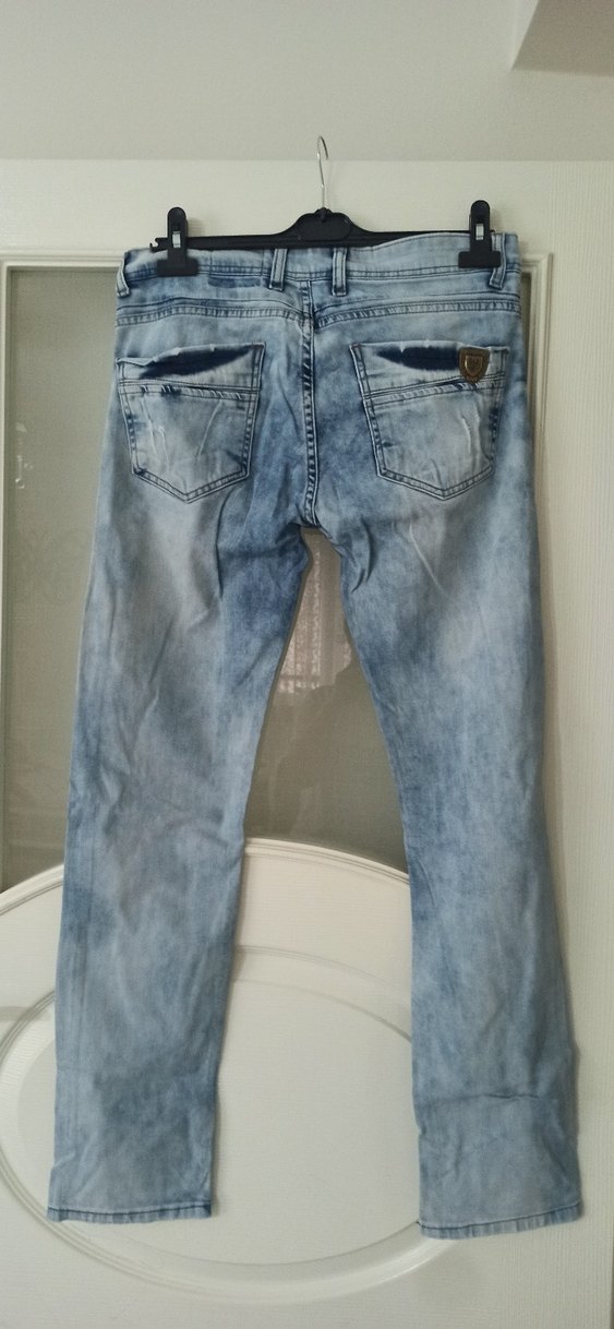 erkek Mavi Batik Desenli Kot Pantolon jeans - Görsel 2