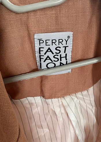 Bej Düğmeli Kadın Keten Blazer - Görsel 3