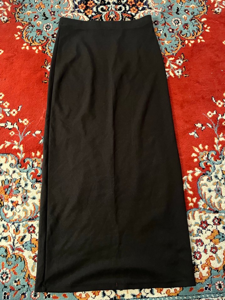 Drapeli Siyah Uzun Kadın Etek - Görsel 2