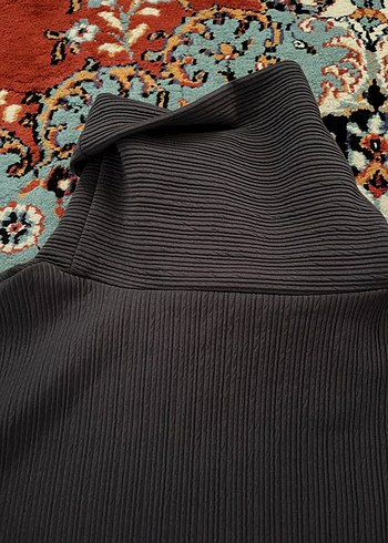 Bohem Uzun Gri Yüksek Yakalı Elbise - Görsel 2