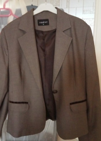 Düğmeli Kahverengi Midi Kadın Blazer