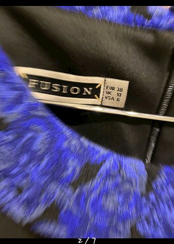 Düğmeli Yakalı Kısa Mavi Desenli Elbise - Görsel 6