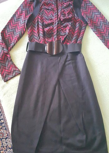 Bordo Kemerli  şahane elbise - Görsel 2