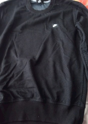 Nike Siyah Erkek Sweatshirt, Bisiklet Yaka, Dar Kesim