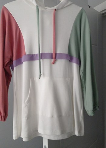 Pastel Renkli Kadın Sweatshirt Kapüşonlu
