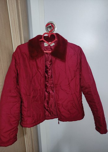 Kadın Bordo Kürklü Kısa Mont