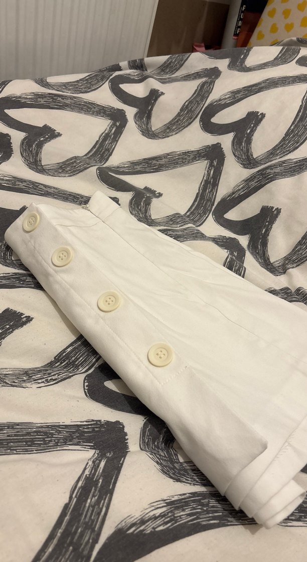 Koton Düğmeli Beyaz Mini Etek - Görsel 5