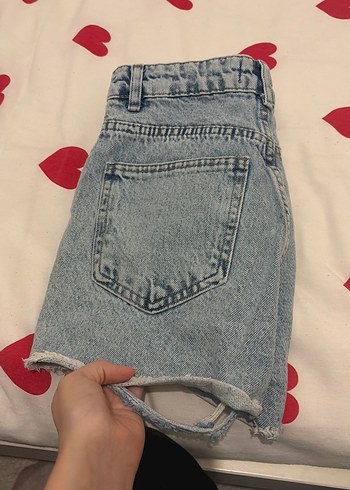 Düğmeli Gri Mini Denim Şort - Görsel 3