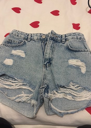Düğmeli Gri Mini Denim Şort - Görsel 2