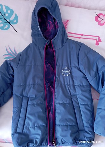 Decathlon Kız Çocuk Kapüşonlu Fermuarlı Mor Mont