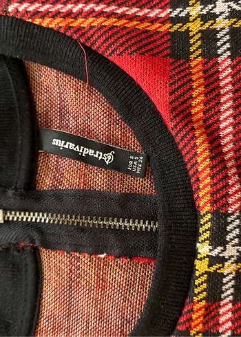 Kırmızı Ekose Kısa Kollu Midi Elbise - Görsel 2