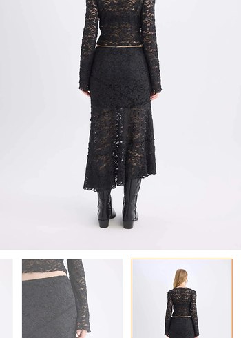 Dantel Detaylı Siyah Uzun Gotik Etek - Görsel 3
