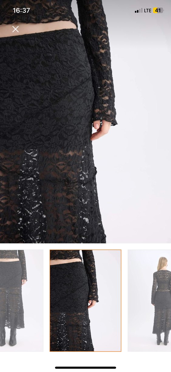 Dantel Detaylı Siyah Uzun Gotik Etek - Görsel 2