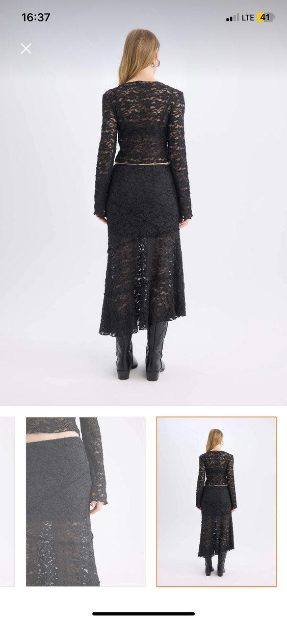 Dantel Detaylı Siyah Uzun Gotik Etek - Görsel 3