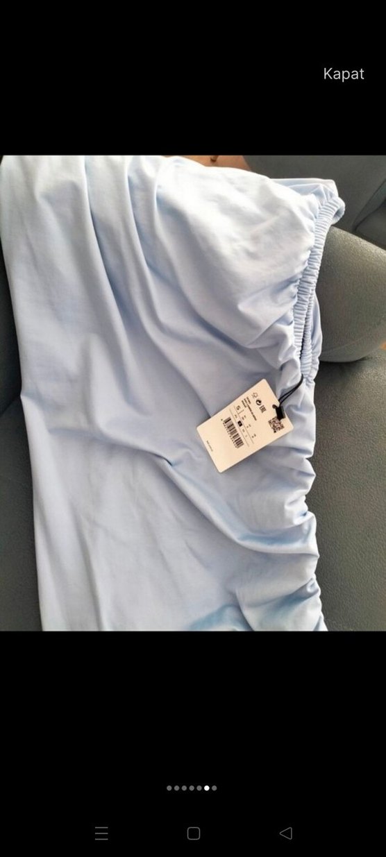 Mavi Drapeli Uzun Straplez Kalem Elbise - Görsel 4