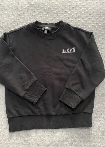 Siyah Mavi Nakışlı Sweatshirt - Görsel 2