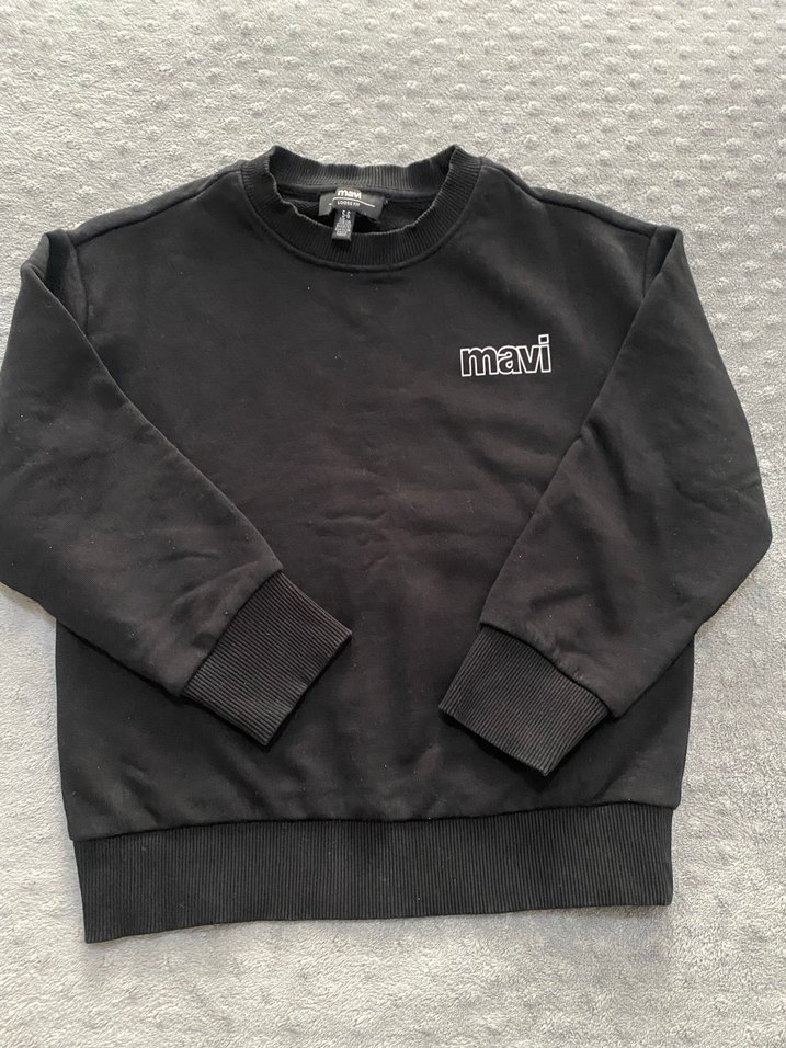 Siyah Mavi Nakışlı Sweatshirt - Görsel 2