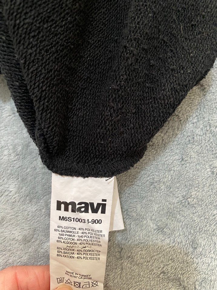 Siyah Mavi Nakışlı Sweatshirt - Görsel 5