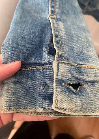 Düğmeli Mavi Kot Ceket - Görsel 7