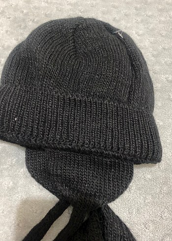 Siyah Örgü Çocuk Bere ve Atkı Takımı - Görsel 4