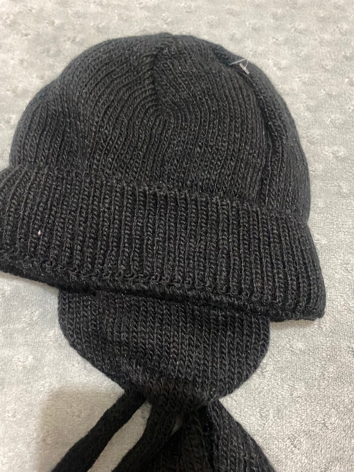 Siyah Örgü Çocuk Bere ve Atkı Takımı - Görsel 4