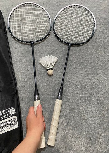 Gri Badminton Raketi Seti ve Tüy Topu - Görsel 3