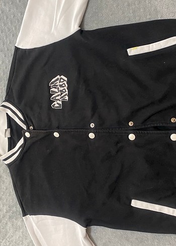 Siyah Baskılı Düğmeli kız Çocuk Ceket - Görsel 4