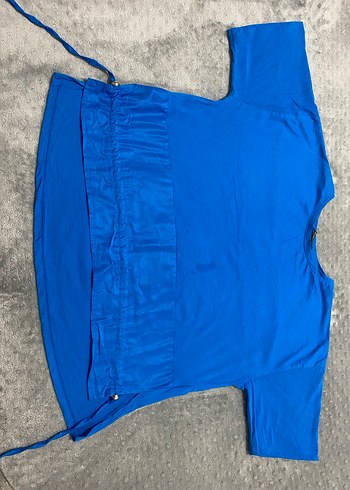 Mavi Kısa Kollu Kadın Tişört - Görsel 3