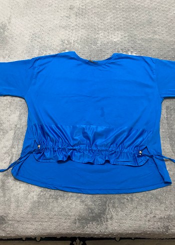 Mavi Kısa Kollu Kadın Tişört - Görsel 5