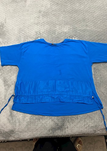 Mavi Kısa Kollu Kadın Tişört - Görsel 2