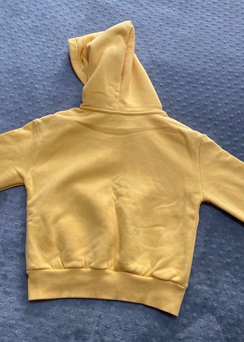 Sarı Kapüşonlu Mavi Baskılı Kadın Sweatshirt - Görsel 3