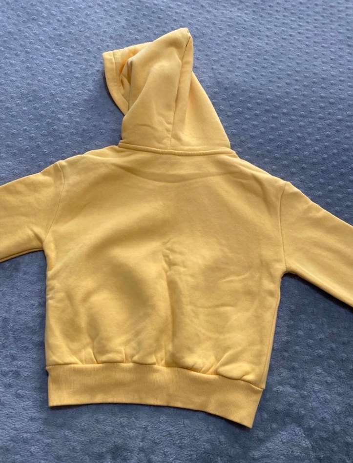 Sarı Kapüşonlu Mavi Baskılı Kadın Sweatshirt - Görsel 3