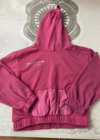 Kadın Pembe Kapüşonlu Rahat Sweatshirt - Görsel 2