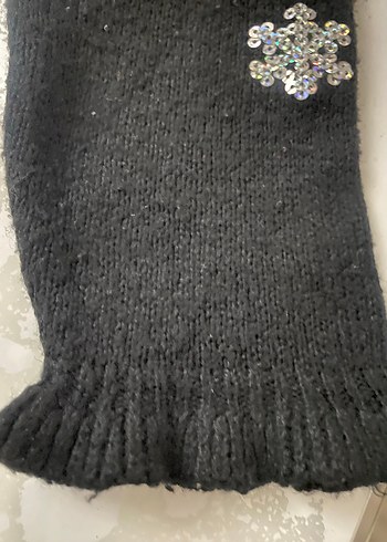 Nakışlı Siyah Kız Çocuk Triko Kazak - Görsel 5