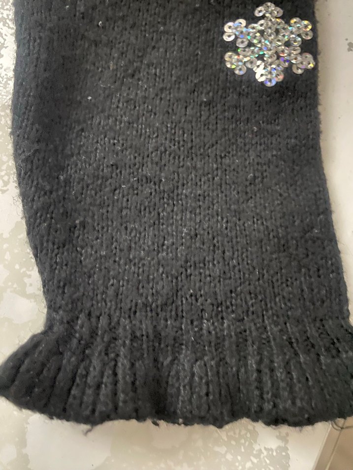 Nakışlı Siyah Kız Çocuk Triko Kazak - Görsel 5