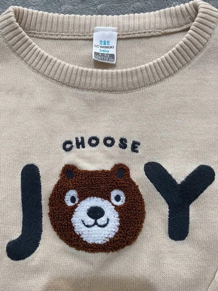 Kız Çocuk Bej Triko Uzun Kollu Kazak - Görsel 3