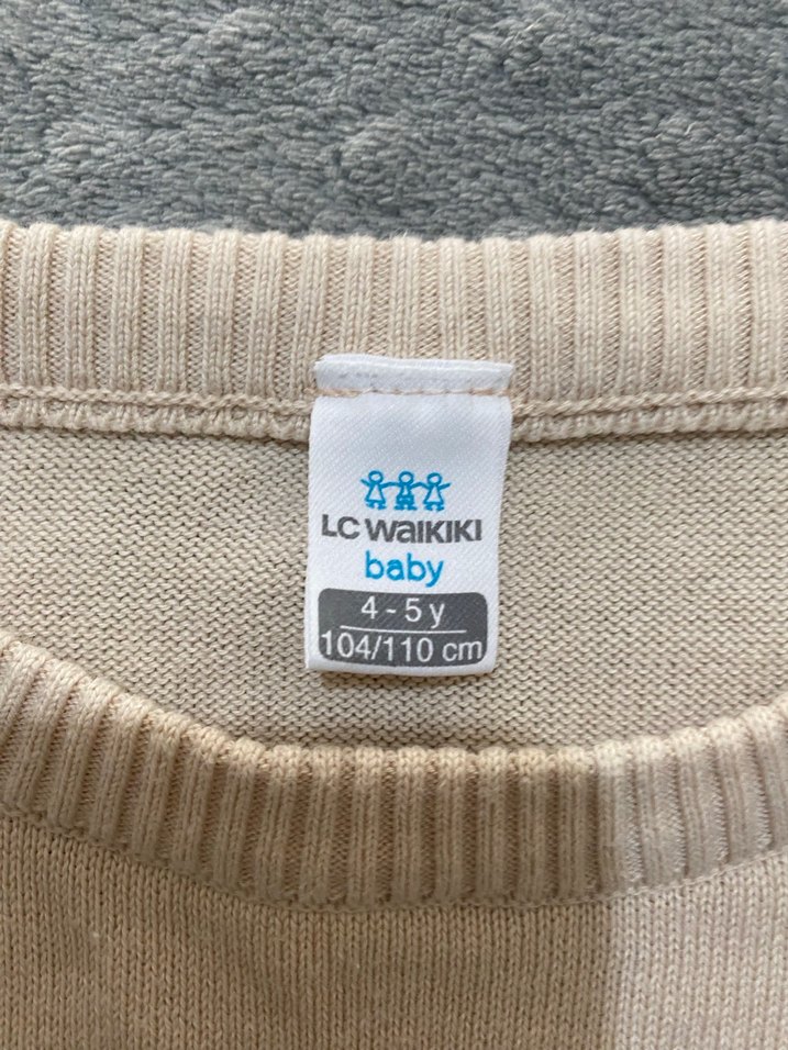 Kız Çocuk Bej Triko Uzun Kollu Kazak - Görsel 4