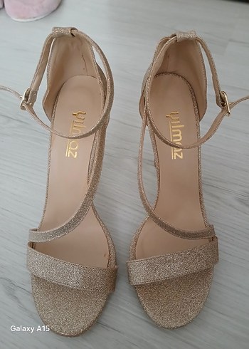 Diğer Altın Rengi Simli Stiletto Topuklu Kadın Ayakkabı
