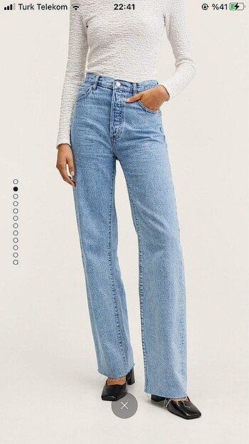 Mango yüksek bel wide leg jean