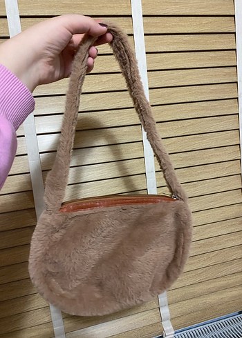 Kahve Kürklü peluş Kadın Çanta - Görsel 3