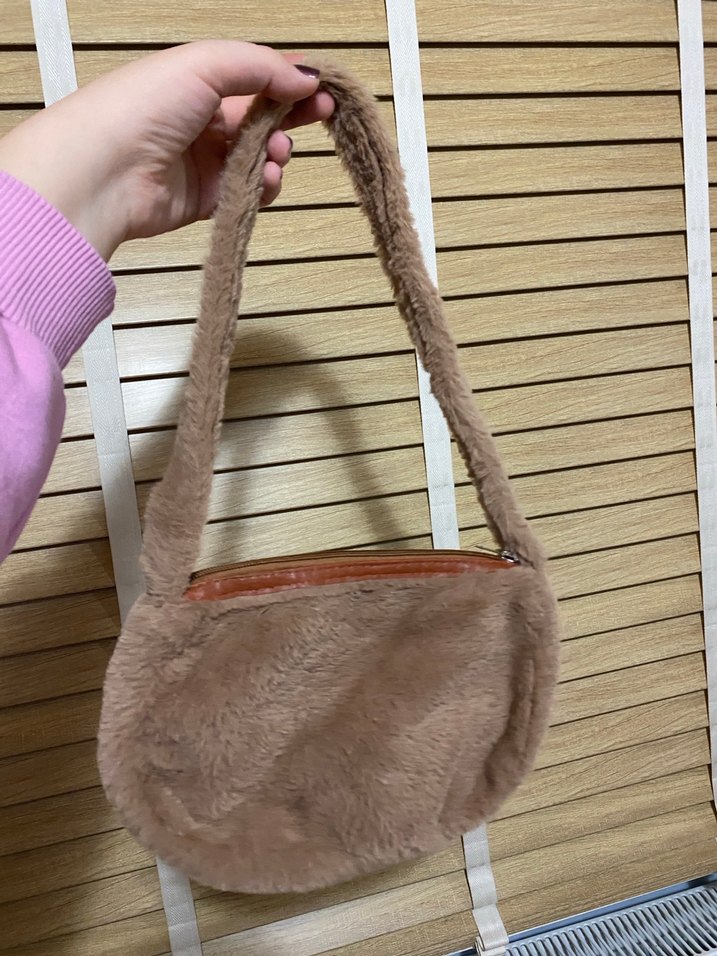 Kahve Kürklü peluş Kadın Çanta - Görsel 3