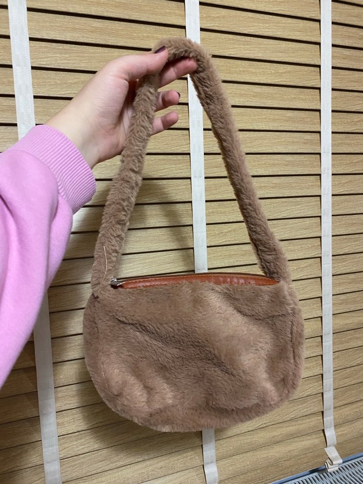 Kahve Kürklü peluş Kadın Çanta - Görsel 2